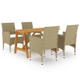 NNEVL 5 Piece Garden Dining Set Beige