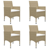 NNEVL 5 Piece Garden Dining Set Beige