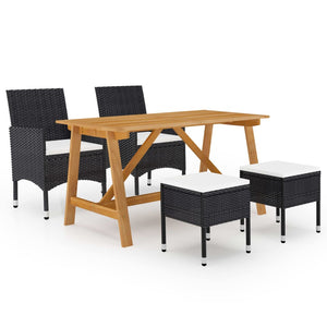 NNEVL 5 Piece Garden Dining Set Black