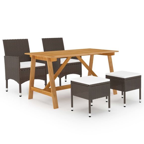 NNEVL 5 Piece Garden Dining Set Brown