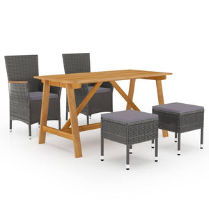 NNEVL 5 Piece Garden Dining Set Grey