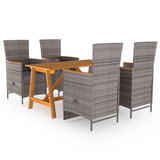 NNEVL 5 Piece Garden Dining Set Grey