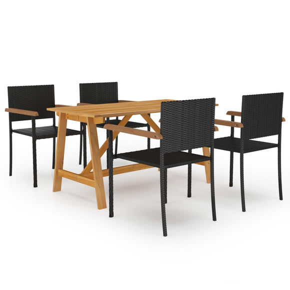 NNEVL 5 Piece Garden Dining Set Black