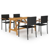 NNEVL 5 Piece Garden Dining Set Black
