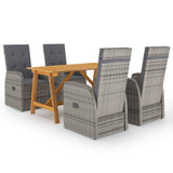 NNEVL 5 Piece Garden Dining Set Grey