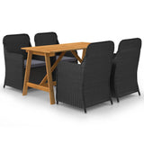 NNEVL 5 Piece Garden Dining Set Black