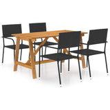 NNEVL 5 Piece Garden Dining Set Black