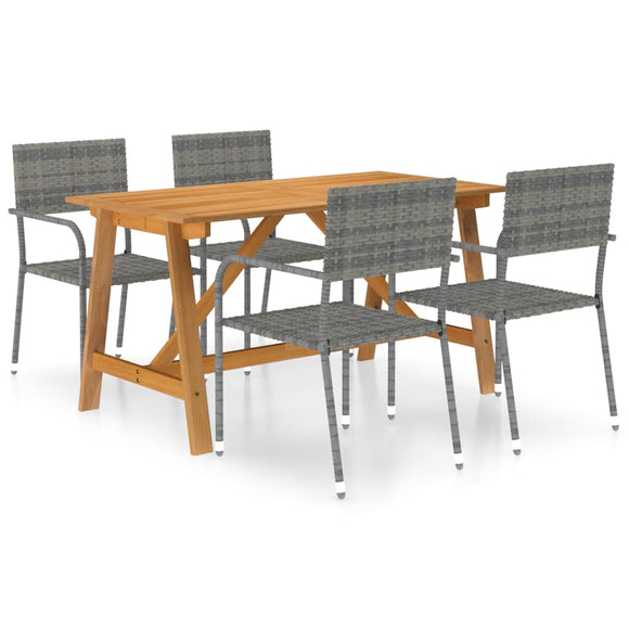 NNEVL 5 Piece Garden Dining Set Grey