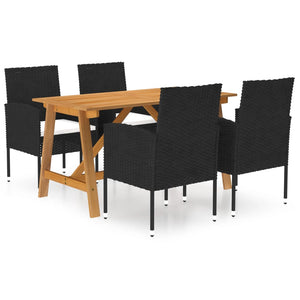 NNEVL 5 Piece Garden Dining Set Black