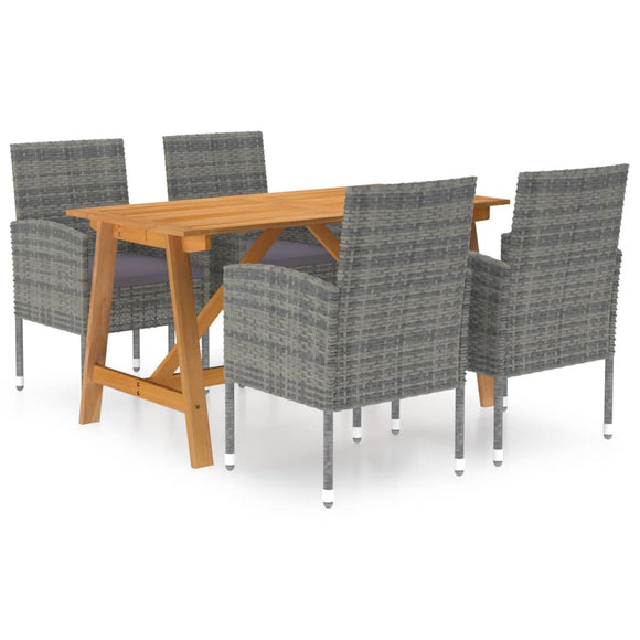 NNEVL 5 Piece Garden Dining Set Grey