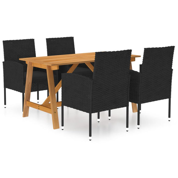 NNEVL 5 Piece Garden Dining Set Black