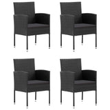 NNEVL 5 Piece Garden Dining Set Black