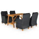 NNEVL 5 Piece Garden Dining Set Dark Grey