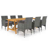 NNEVL 7 Piece Garden Dining Set Grey