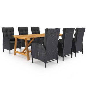 NNEVL 7 Piece Garden Dining Set Black