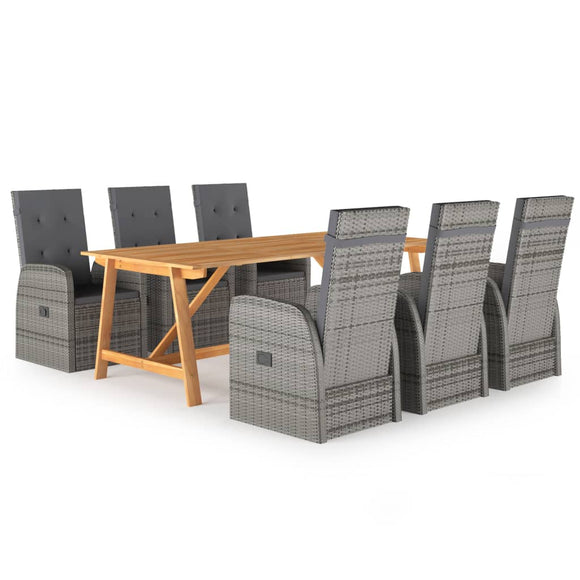 NNEVL 7 Piece Garden Dining Set Grey