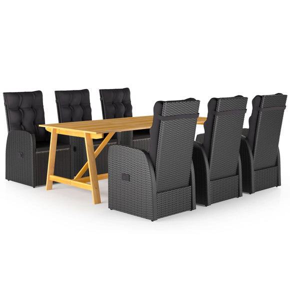 NNEVL 7 Piece Garden Dining Set Black