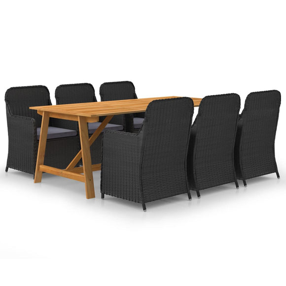 NNEVL 7 Piece Garden Dining Set Black