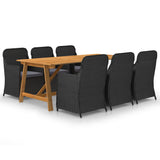 NNEVL 7 Piece Garden Dining Set Black