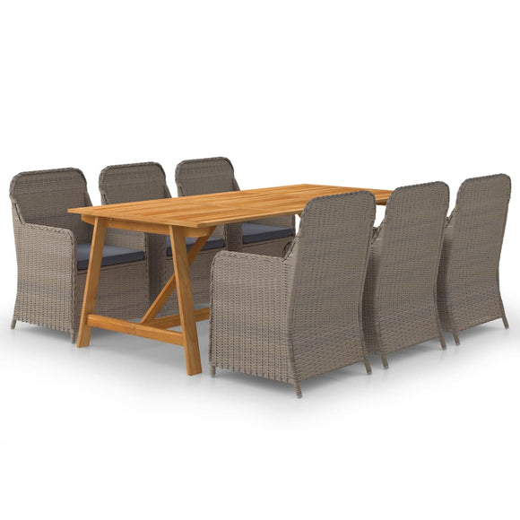 NNEVL 7 Piece Garden Dining Set Brown
