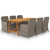 NNEVL 7 Piece Garden Dining Set Brown