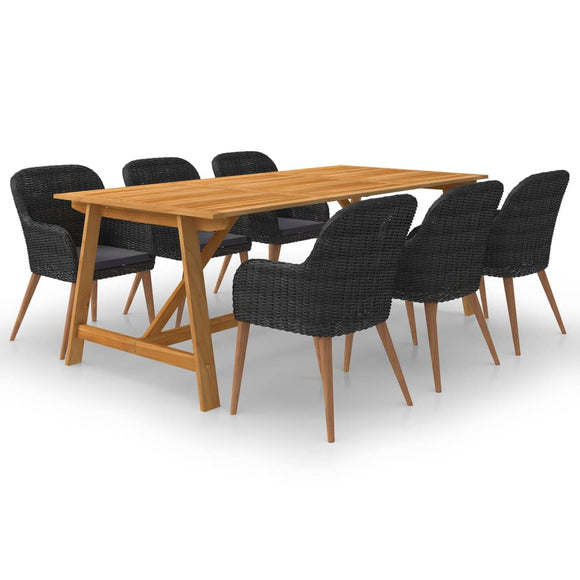 NNEVL 7 Piece Garden Dining Set Black