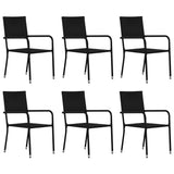 NNEVL 7 Piece Garden Dining Set Black