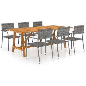 NNEVL 7 Piece Garden Dining Set Grey
