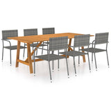 NNEVL 7 Piece Garden Dining Set Grey