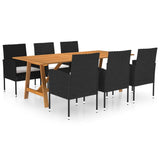 NNEVL 7 Piece Garden Dining Set Black