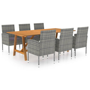 NNEVL 7 Piece Garden Dining Set Grey