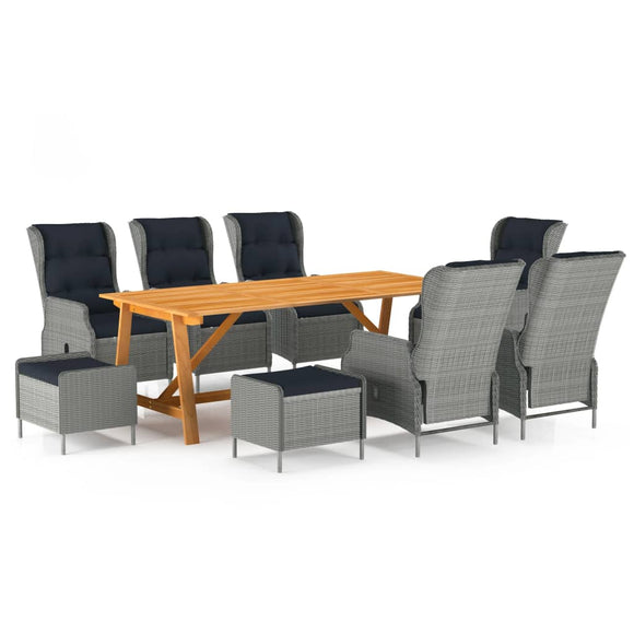 NNEVL 9 Piece Garden Dining Set Light Grey