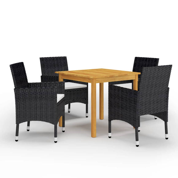 NNEVL 5 Piece Garden Dining Set Black