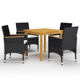NNEVL 5 Piece Garden Dining Set Black
