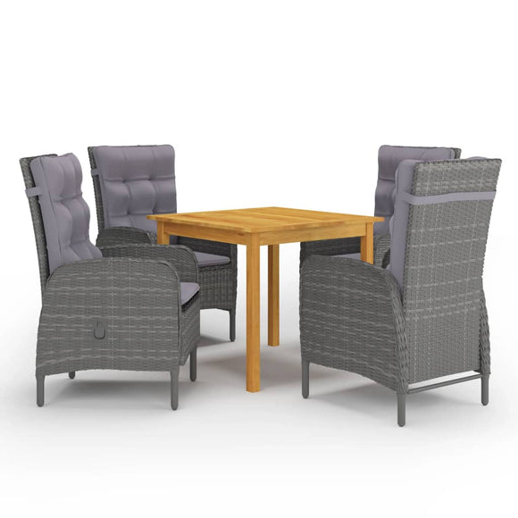 NNEVL 5 Piece Garden Dining Set Grey