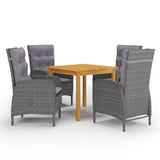 NNEVL 5 Piece Garden Dining Set Grey