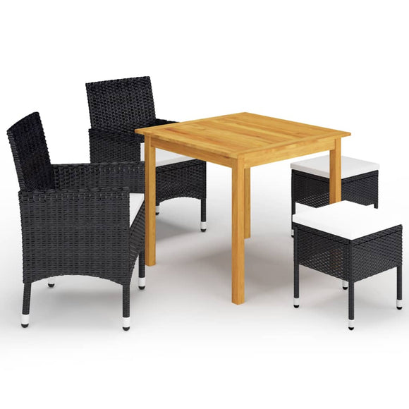NNEVL 5 Piece Garden Dining Set Black