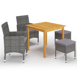 NNEVL 5 Piece Garden Dining Set Grey