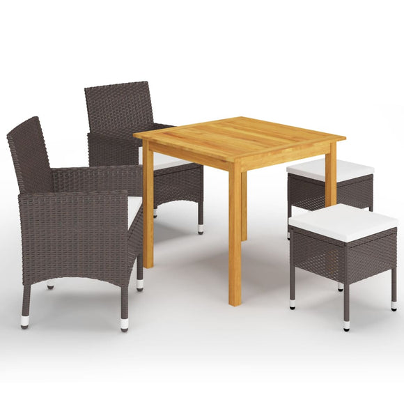 NNEVL 5 Piece Garden Dining Set Brown