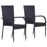 NNEVL 3 Piece Garden Dining Set Black