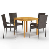 NNEVL 5 Piece Garden Dining Set Brown