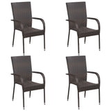 NNEVL 5 Piece Garden Dining Set Brown