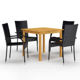 NNEVL 5 Piece Garden Dining Set Black