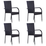 NNEVL 5 Piece Garden Dining Set Black