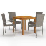 NNEVL 5 Piece Garden Dining Set Grey