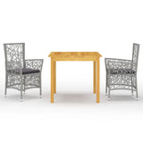 NNEVL 3 Piece Garden Dining Set Grey