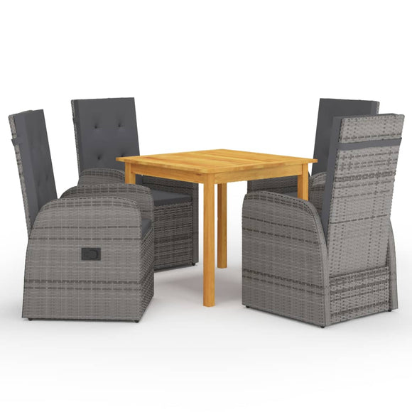 NNEVL 5 Piece Garden Dining Set Grey