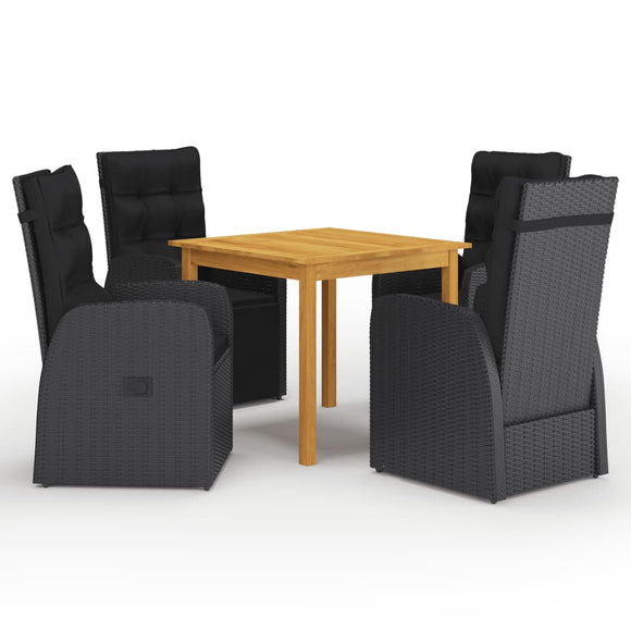 NNEVL 5 Piece Garden Dining Set Black