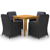 NNEVL 5 Piece Garden Dining Set Black