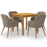 NNEVL 5 Piece Garden Dining Set Brown